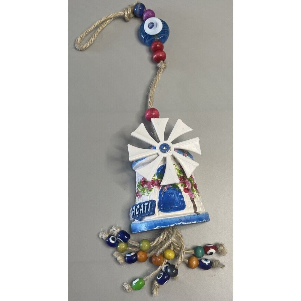 Turkey, Bodrum, Ceramic greek mill souvenir‎ Handmade Beads Evil Eye Decor Hangs